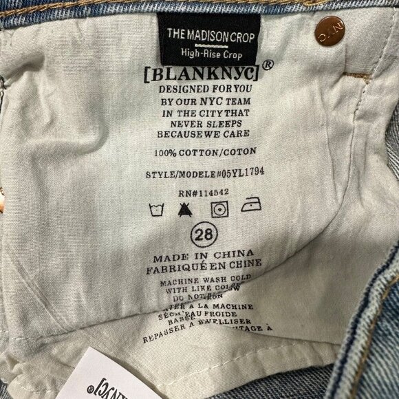 BLANK NYC Womens Size 28 The Madison ‘My Way’ Distressed Straight Leg Jeans NWT - Picture 6 of 7